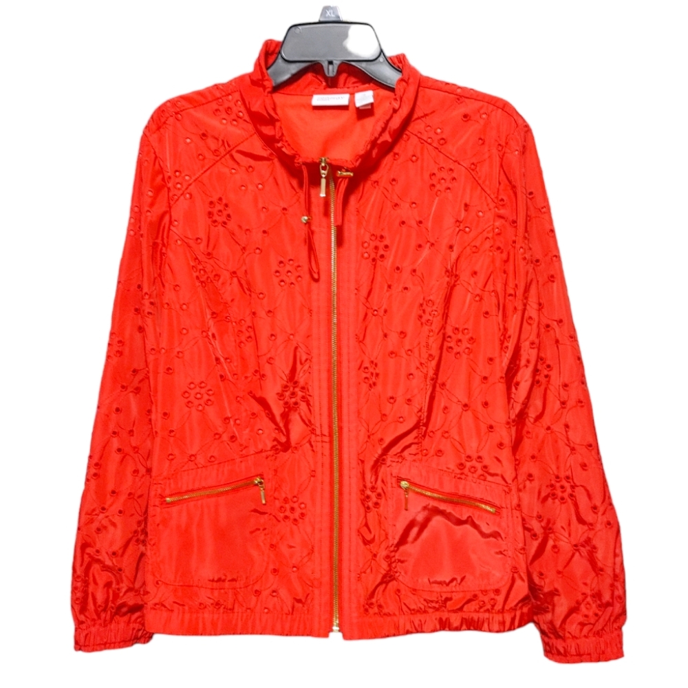 Chico's Zenergy Orange  Amelia All-Over Eyelet Jacket Women's Size Extra Large 3 - Picture 12 of 13
